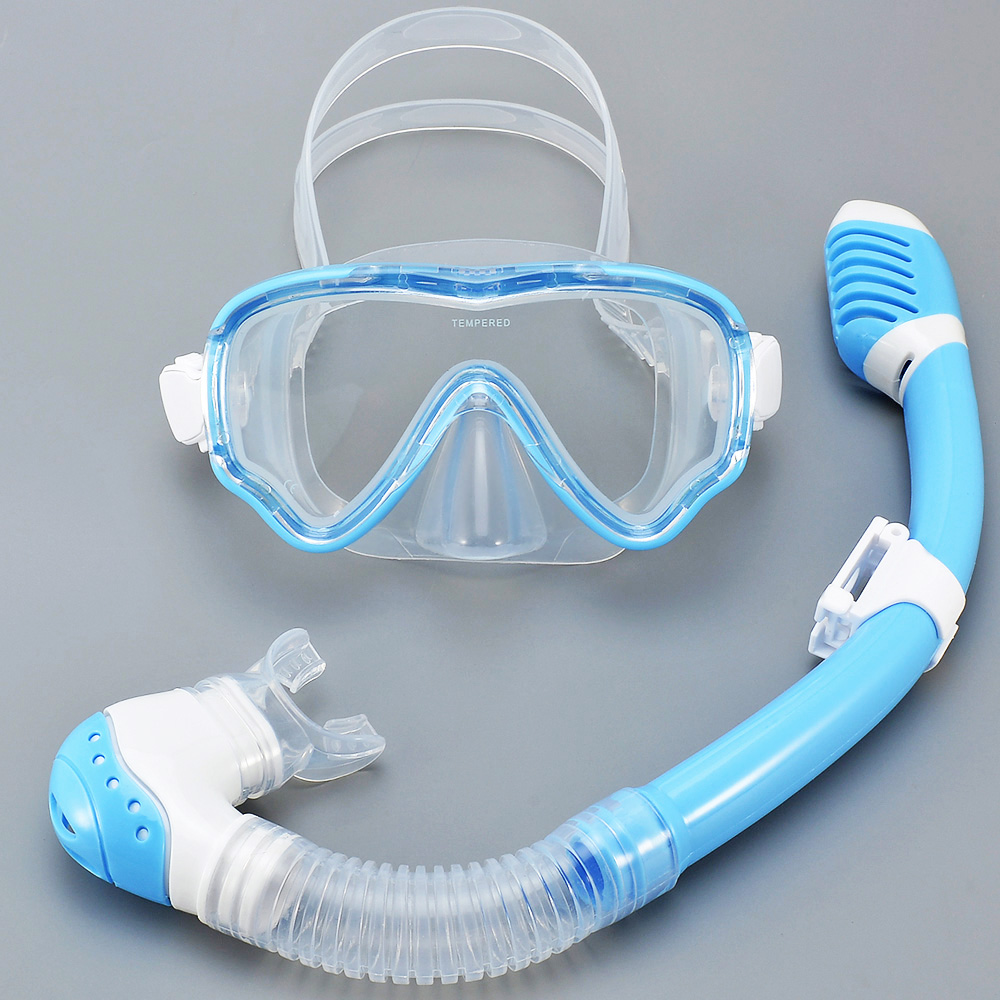 Anti Pollution Mask - ชุดหน้ากากดำน้ำและสน็อกเกิลสำหรับเด็ก แว่นตาว่ายน้ำ กระจกนิรภัย มุมมองแบบพาโนรามา ป้องกันการรั่วซึม ป้องกันฝ้า