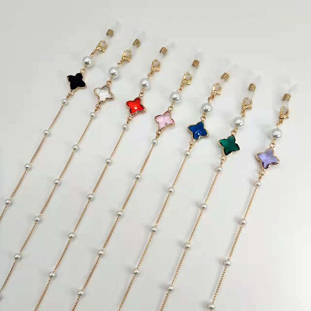 Silicone Mask Bracket - ผู้หญิงแว่นตาโซ่ลูกปัดพลาสติกหัวใจสีคริสตัล Charm แว่นตา Retainer แว่นตาอ่านหนังสือผู้ถือสายคล้องหน้ากากแขวนเชือก